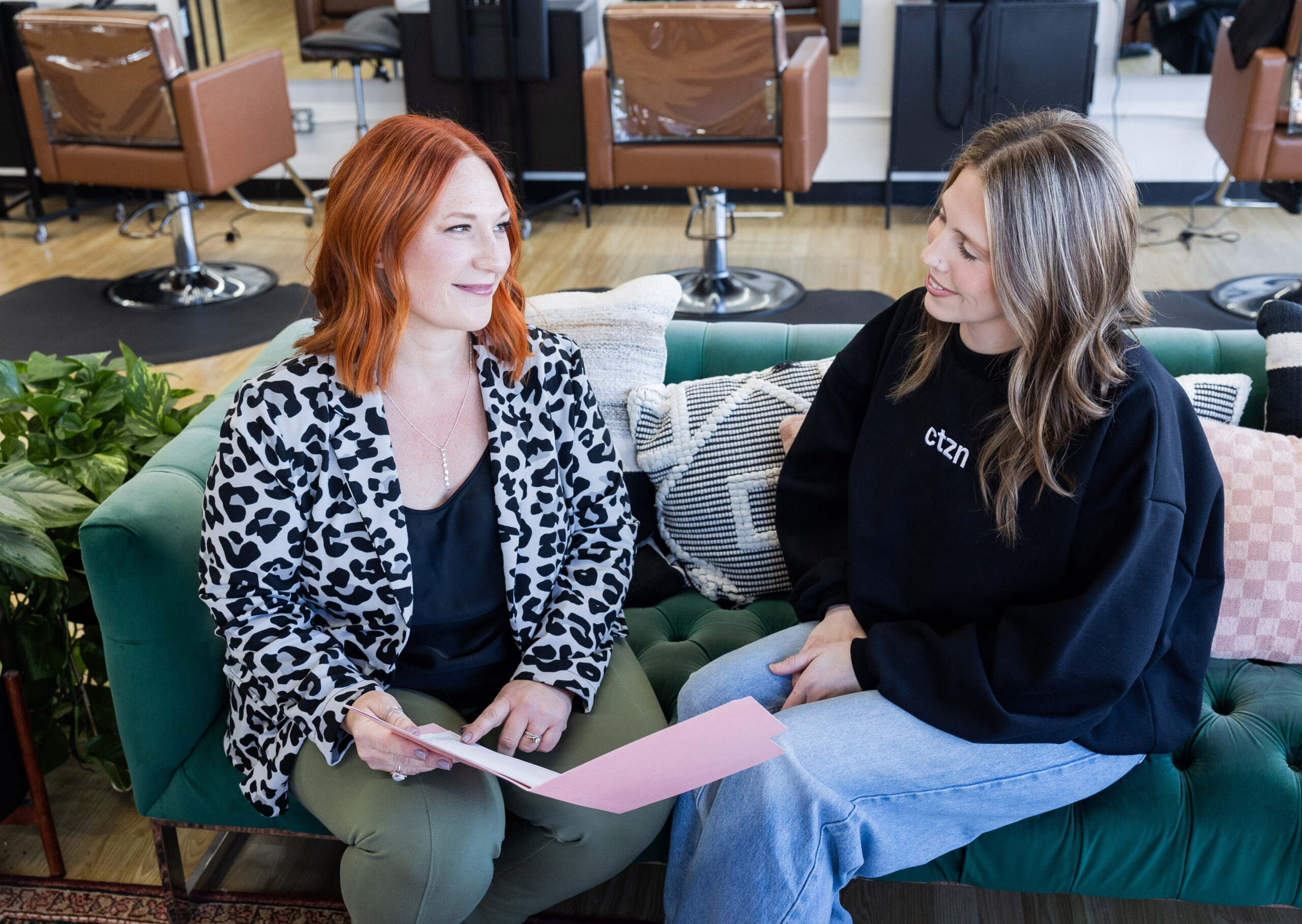 bookkeeper and client reviewing reports